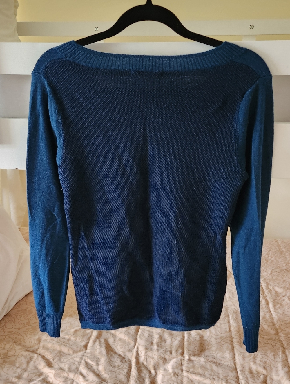 Smartwool 100% Merino Wool Blue Long Sleeve Textured Back Sweater Ladies Medium - Picture 2 of 5